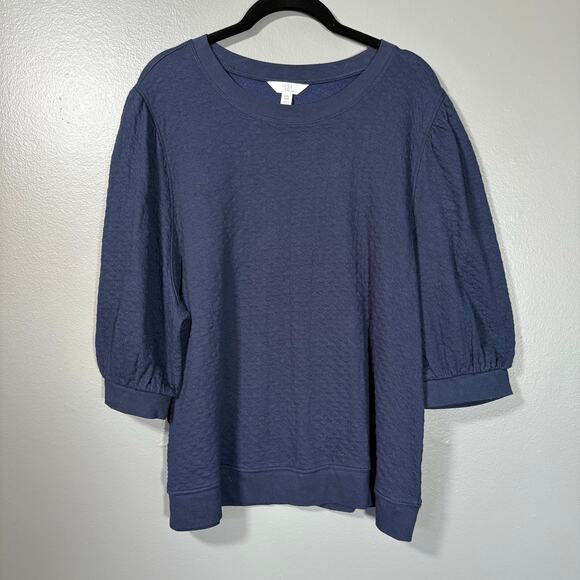 Time and Tru Sweaters - Time & Tru Blue Quilted Cottagecore Cozy Sweater - XXL (20) - Women's Plus Size